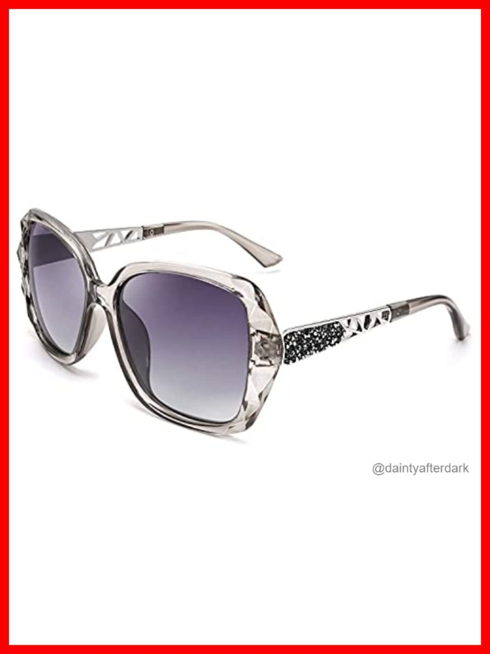Polarized Square Oversized Sunglasses Sparkling Crystal Full Frame UV400